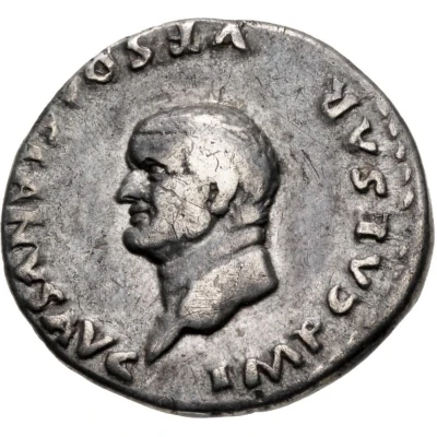 Denarius - Vespasian PON MAX TR P COS VI; Pax front