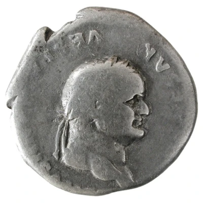 Denarius - Vespasian PON MAX TR P COS VI; Victory front