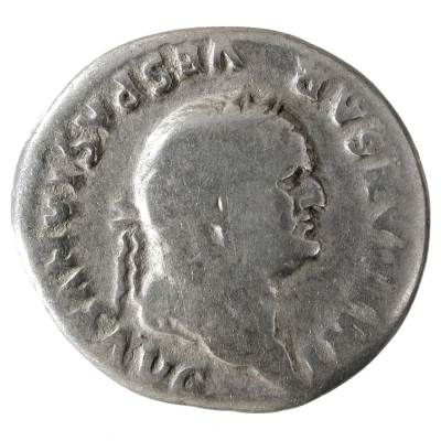 Denarius - Vespasian PON MAX TR P COS VI; Victory front