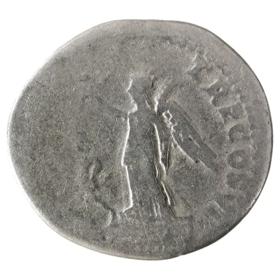 Denarius - Vespasian PON MAX TR P COS VI; Victory back