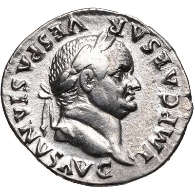 Denarius - Vespasian PON MAX TR P COS V front