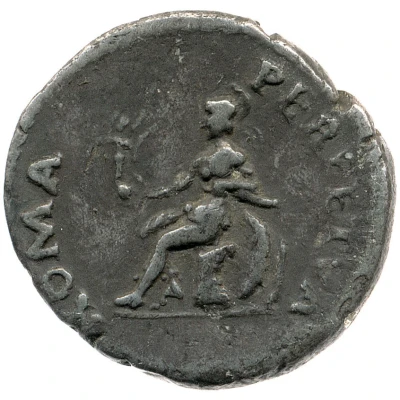 Denarius - Vespasian ROMA PERPETVA; Roma and Victory back