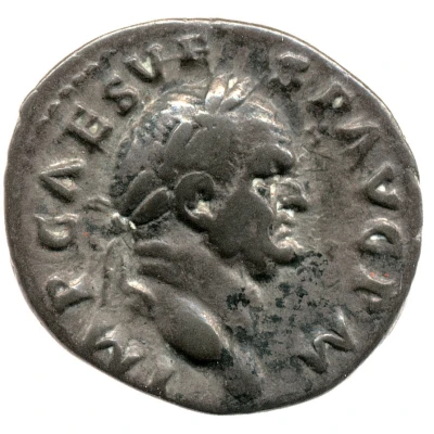 Denarius - Vespasian TRI POT II COS III P P; Mars front