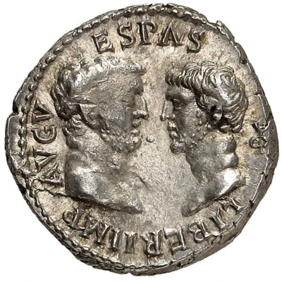 Denarius - Vespasian, Titus, and Domitian LIBERI IMP AVG VESPAS back