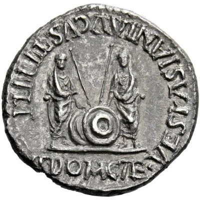 Denarius - Vespasian, Titus, and Domitian T DOM CAE VESPASIANI AVGVSTI FILI back