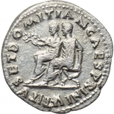 Denarius - Vespasian, Titus, and Domitian TITVS ET DOMITIAN CAES PRIN IV back
