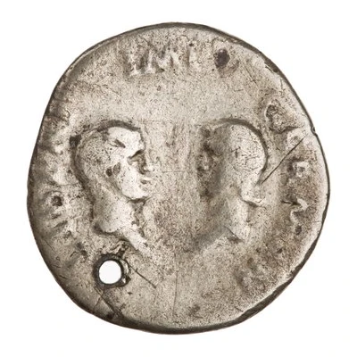 Denarius - Vitellius, Aulus Vitellius Germanicus, and Vitellia LIBERI IMP GERMAN back