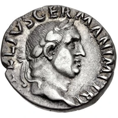 Denarius - Vitellius, Aulus Vitellius Germanicus, and Vitellia LIBERI IMP GERMAN front