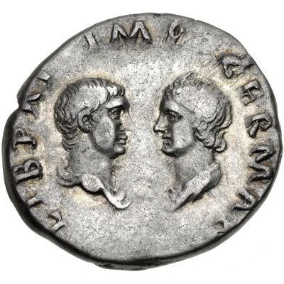 Denarius - Vitellius, Aulus Vitellius Germanicus, and Vitellia LIBERI IMP GERMAN back