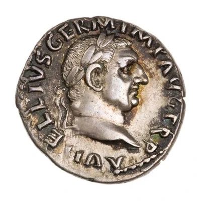 Denarius - Vitellius IVPPITER VICTOR; Jupiter and Victory front