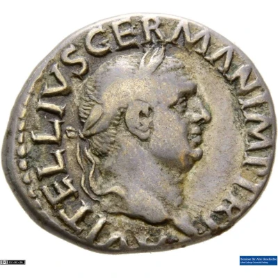 Denarius - Vitellius IVPPITER VICTOR; Jupiter and Victory front