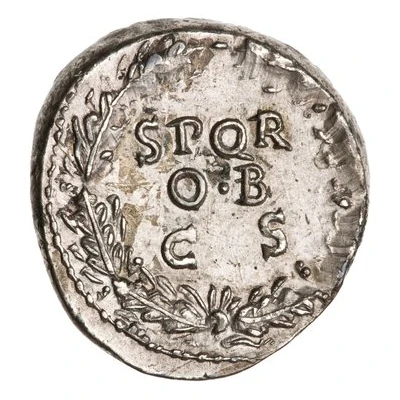 Denarius - Vitellius S P Q R OB C S back