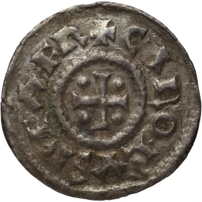 Denier - Charles II Auxerre mint; temple front