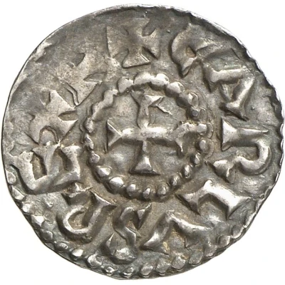 Denier - Charles II Chateaudun mint; monogram front