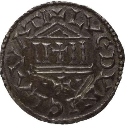 Denier - Charles II Laon mint; temple back