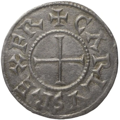 Denier - Charles II Paris mint; temple front