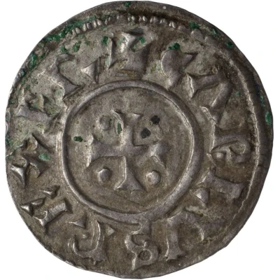 Denier - Charles II Sens mint; monogram front