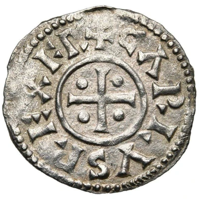 Denier - Charles II Sens mint; temple front