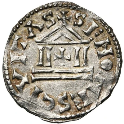 Denier - Charles II Sens mint; temple back