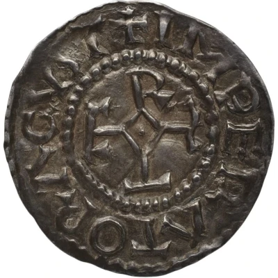 Denier - Charles III Saint Gaugericus monastery of Cambrai front