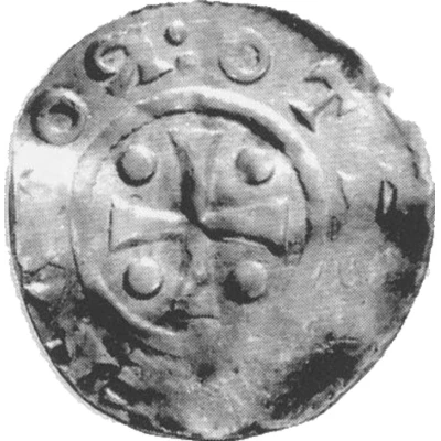 Denier - Otto II / Otto III as emperor; Nivelles ND front