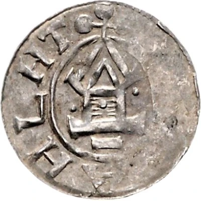 Denier - Otto III and Adelaide temple; DI GRA REX ND back