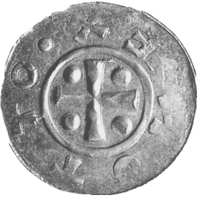 Denier - Otto III and Adelaide temple; EDILAD ND front