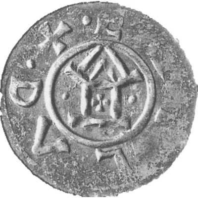 Denier - Otto III and Adelaide temple; EDILAD ND back