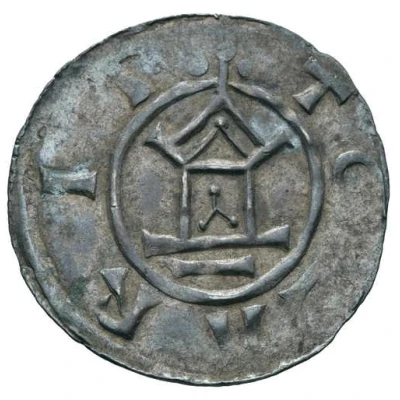 Denier - Otto III and Adelaide temple; EILART ND back