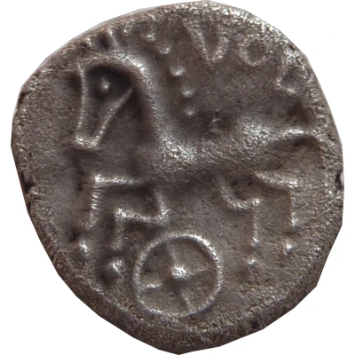 Denier VOL with horse and rowel 80 BC - 75 BC back