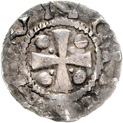 Denier - Willigis and emperor Otto III ND back