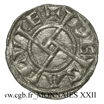 Denier with circled cross - Bernard II ND back