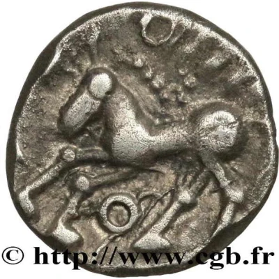 Denier with eagle in the shape of an amphora 60 BC - 50 BC back