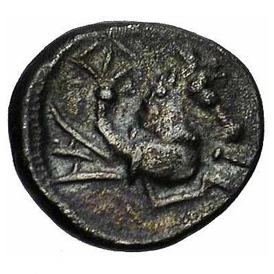 Denier with hippocampus facing right 100 BC - 75 BC back