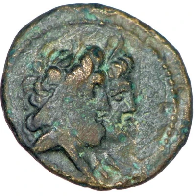 Dichalkos Zeus and Hera, Athena over galley prow 128 BC - 127 BC front