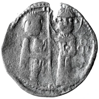 Dinar - Chaka - Early Noghay rule in Bulgaria unknown mint; stamped Tamgas; imitation of Venetian grosso ND front