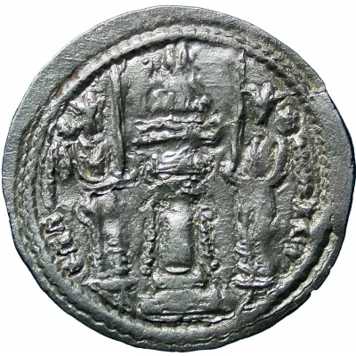 Drachm - Hunnic tribes Kidarites Sassanian style, Varhran /Bahram/ IV imitation, Taxila back