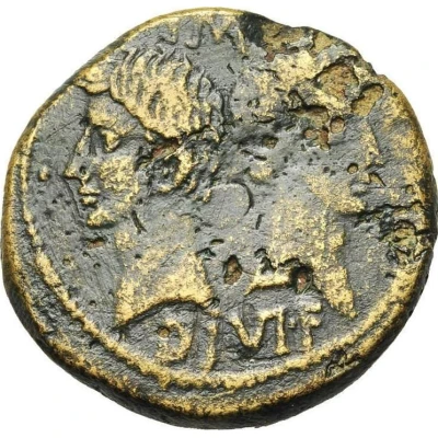 Dupondius - Agrippa and Augustus IMP DIVI F; Arausio 30 BC - 29 BC front