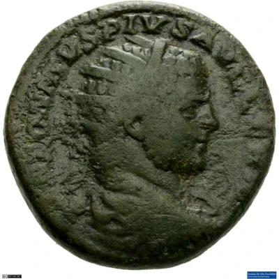 Dupondius - Caracalla P M TR P XVIII COS IIII P P S C; Asclepius and Telesphorus front