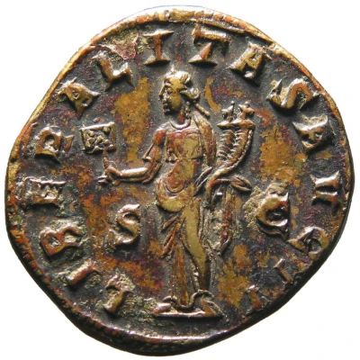 Dupondius - Gordian III LIBERALITAS AVG II S C; Liberalitas back