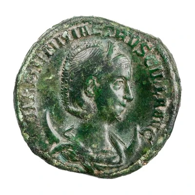 Dupondius - Herennia Etruscilla PVDICITIA AVG S C; Pudicitia front