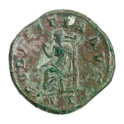 Dupondius - Herennia Etruscilla PVDICITIA AVG S C; Pudicitia back