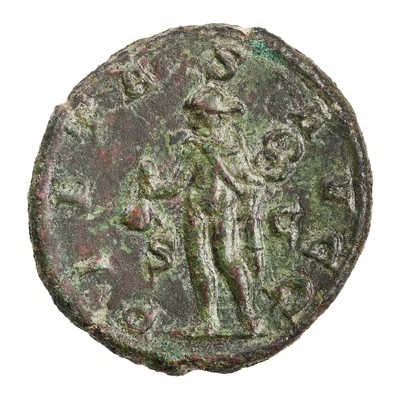 Dupondius - Herennius Etruscus as Caesar PIETAS AVGG S C; Mercury back