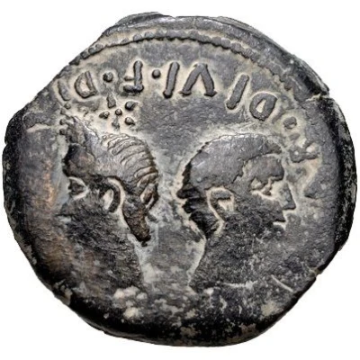 Dupondius - Julius Caesar and Octavian COPIA 38 BC front