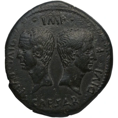 Dupondius Octavius and Julius Caesar; Vienna 36 BC front