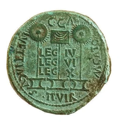 Dupondius - Tiberius C C A M CATO L VETTIACVS II VIR LEG IV LEG VI LEG X back