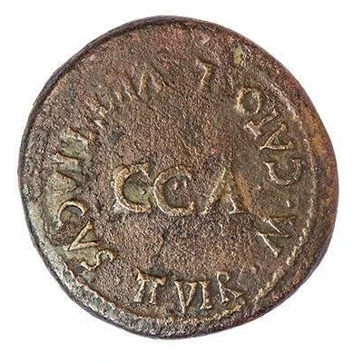 Dupondius - Tiberius M CATO L VETTIACVS II VIR CCA back