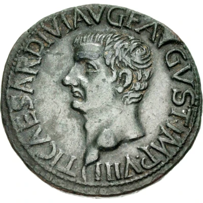 Dupondius - Tiberius TI CAESAR DIVI AVG F AVGVST IMP VIII front