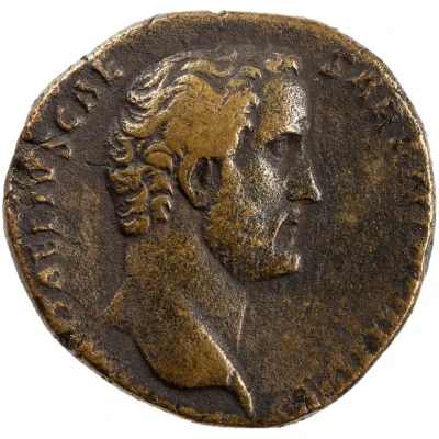 Dupondius or As - Antoninus Pius TRIB POT COS DES II PIETAS S C; Pietas front