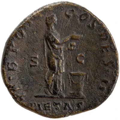 Dupondius or As - Antoninus Pius TRIB POT COS DES II PIETAS S C; Pietas back